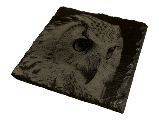 Owl Engraved Square Slate Coasters FOR ANY OCCASION, Gifts,friends,family members,weddings,anniversaries,birthdays,Christmas