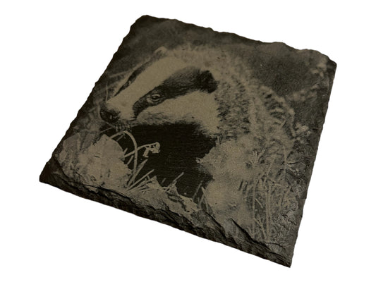 Badger Engraved Square Slate Coasters FOR ANY OCCASION, Gifts,friends,family members,weddings,anniversaries,birthdays,Christmas