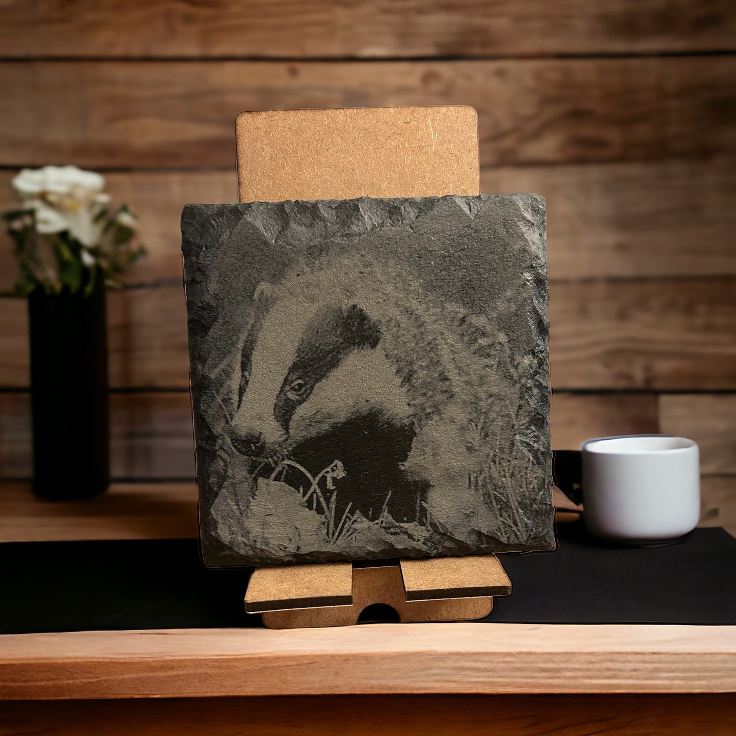 Badger Engraved Square Slate Coasters FOR ANY OCCASION, Gifts,friends,family members,weddings,anniversaries,birthdays,Christmas