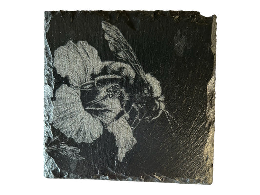 Bee Engraved slate Coaster